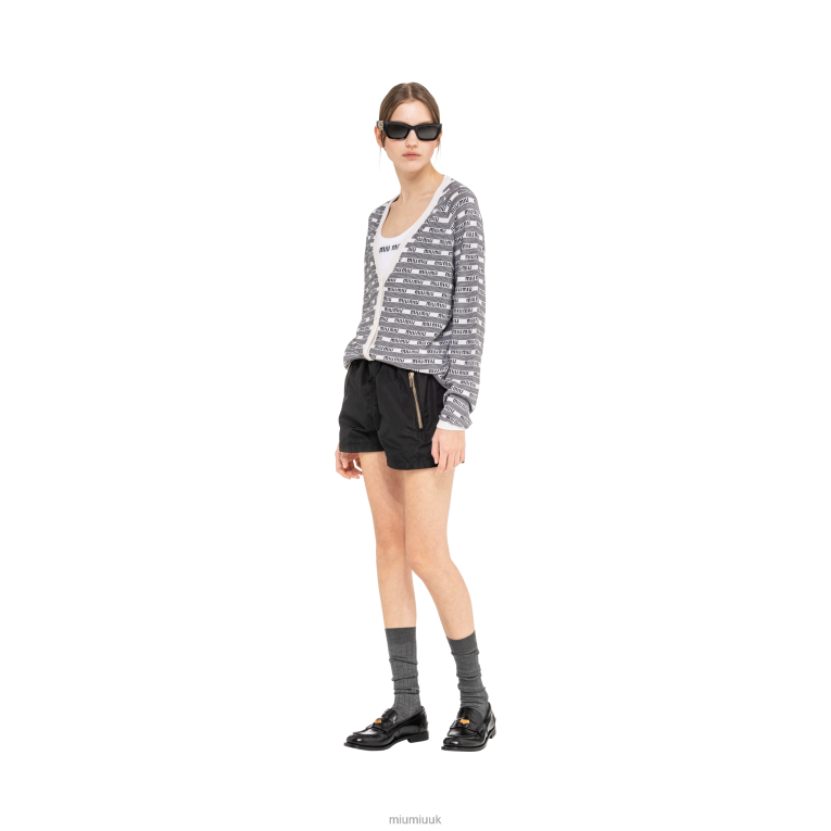 Ready To Wear Cashmere And Silk Cardigan Miu Miu XH28Z739 White/Black