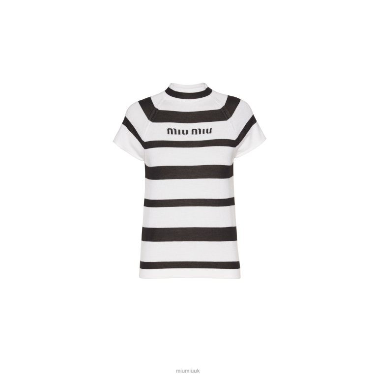 Ready To Wear Cashmere And Silk Turtleneck Sweater Miu Miu XH28Z762 White/Black