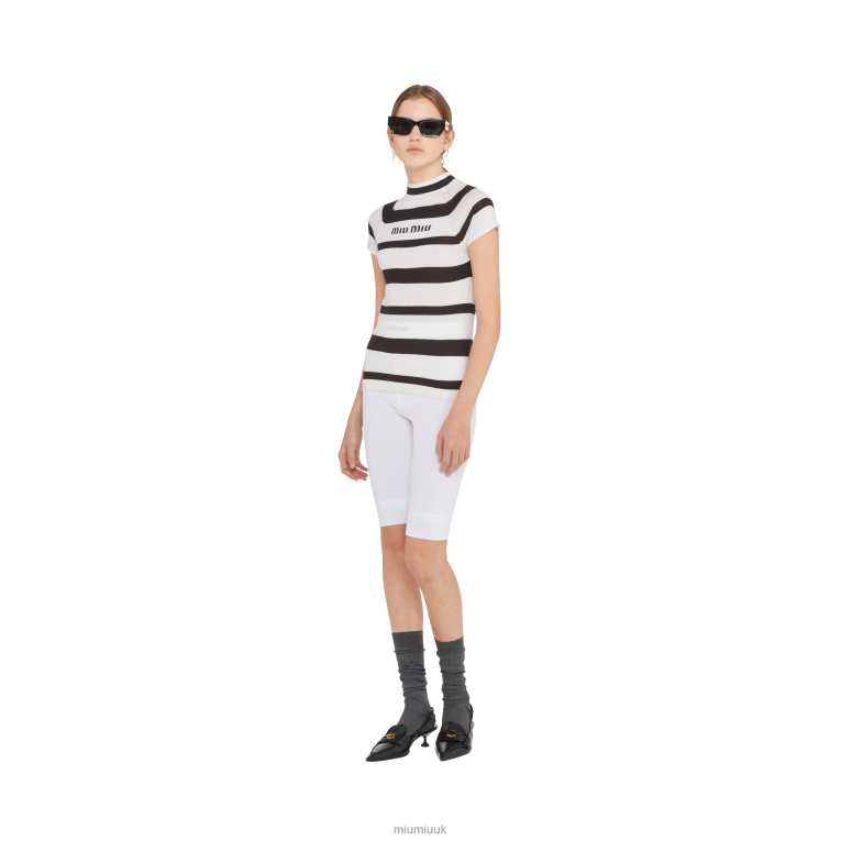 Ready To Wear Cashmere And Silk Turtleneck Sweater Miu Miu XH28Z762 White/Black