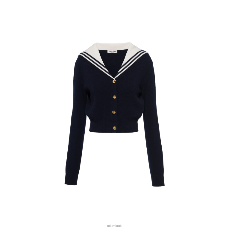 Ready To Wear Cashmere Cardigan Miu Miu XH28Z755 Blue/White