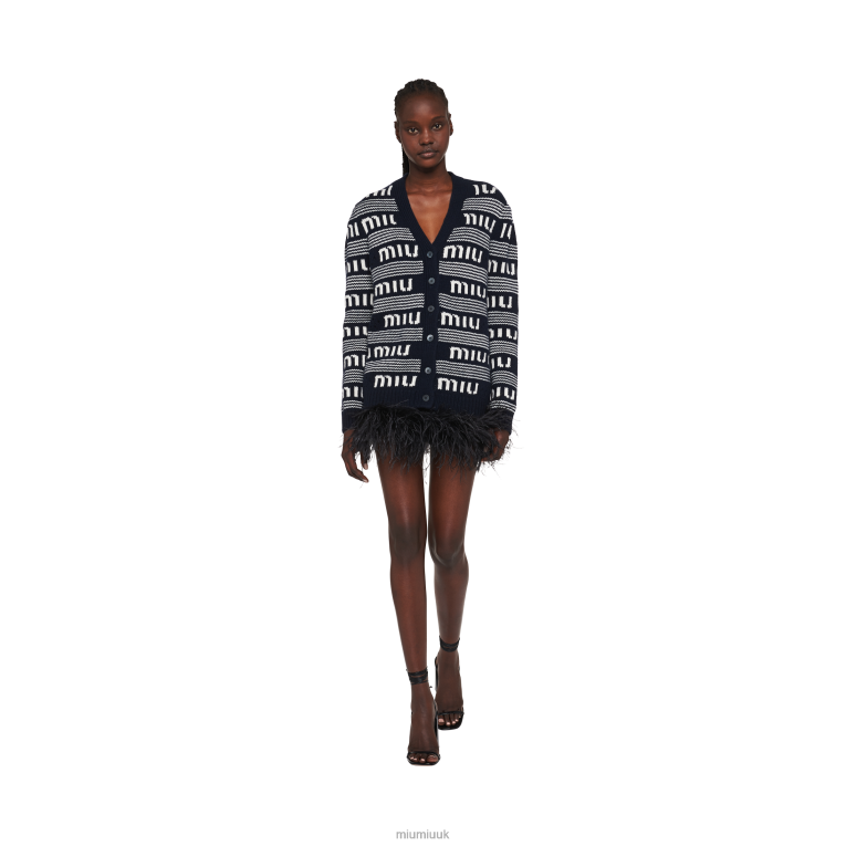 Ready To Wear Cashmere Cardigan Miu Miu XH28Z773 Blue/White