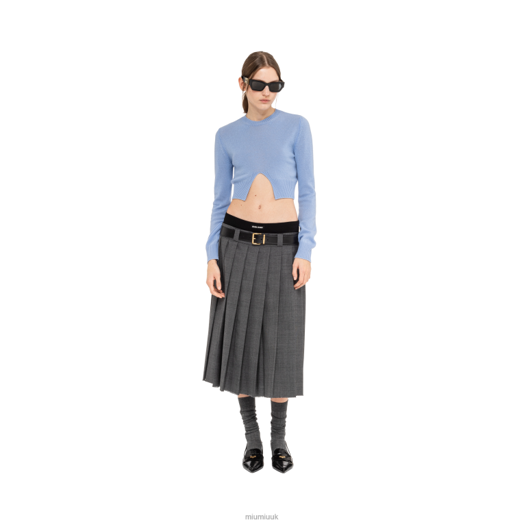 Ready To Wear Cashmere Crew-neck Sweater Miu Miu XH28Z752 Light Blue