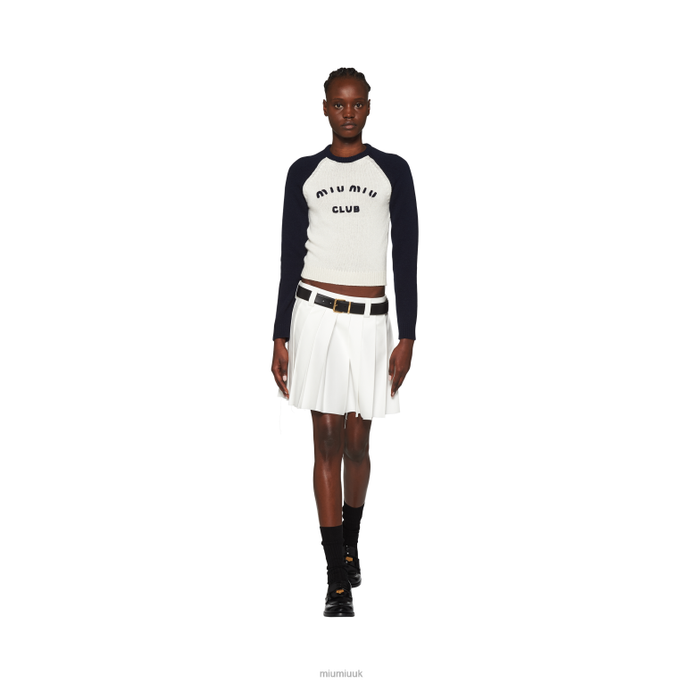 Ready To Wear Cashmere Crew-neck Sweater Miu Miu XH28Z758 White/Blue