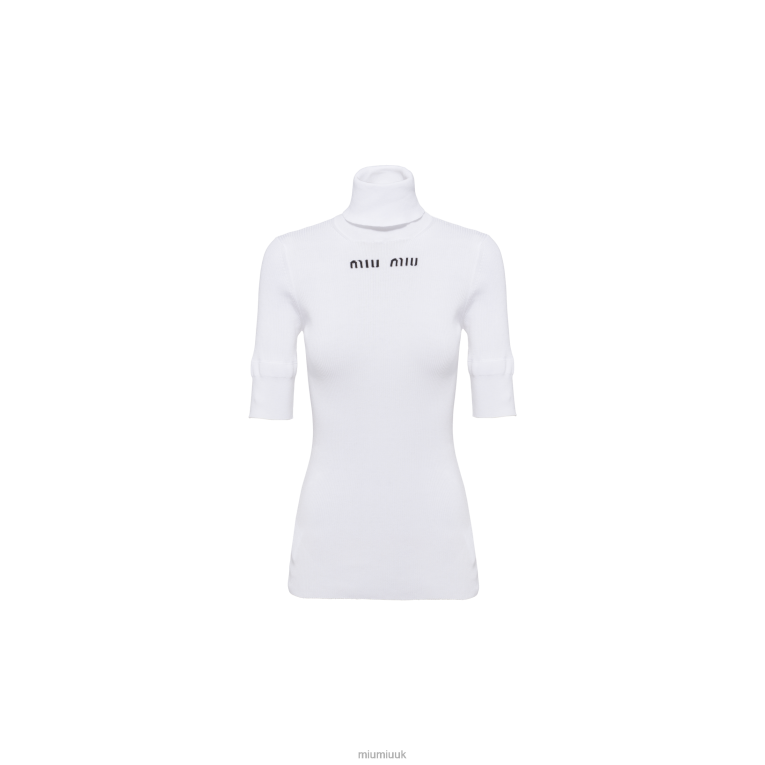 Ready To Wear Cotton Turtleneck Jersey Miu Miu XH28Z746 White