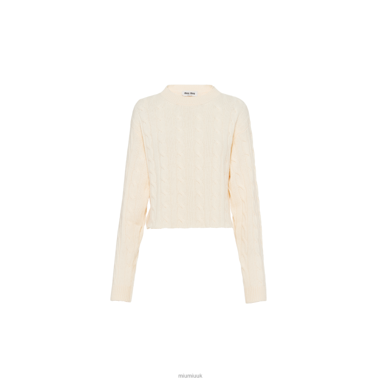 Ready To Wear Crew-neck Cashmere Sweater Miu Miu XH28Z823 Albino White