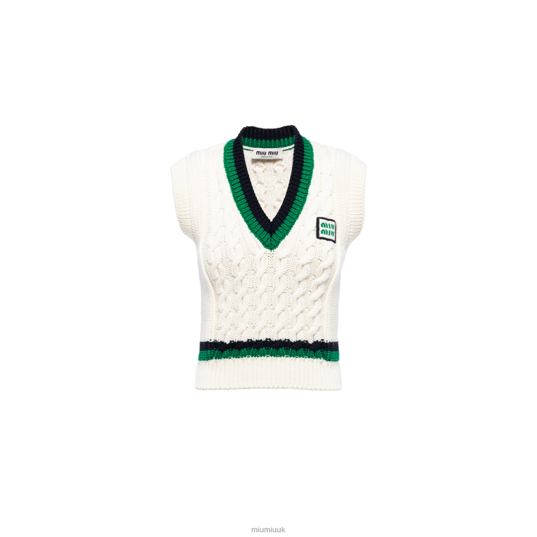 Ready To Wear Cropped Wool Vest Miu Miu XH28Z806 White/Green