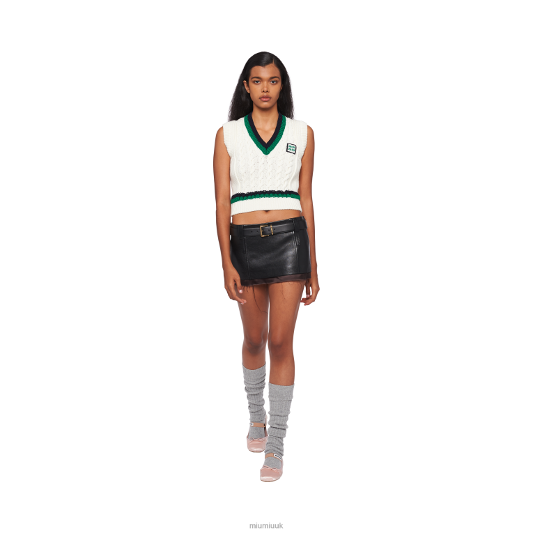 Ready To Wear Cropped Wool Vest Miu Miu XH28Z806 White/Green
