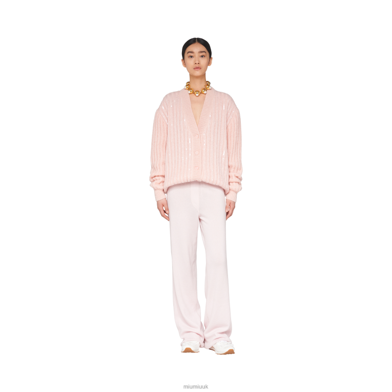Ready To Wear Embellished Mohair Cardigan Miu Miu XH28Z813 Alabaster Pink