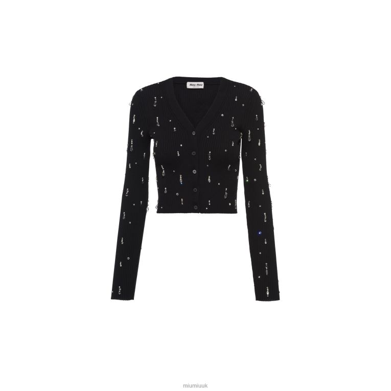 Ready To Wear Embroidered Wool Cardigan Miu Miu XH28Z807 Black