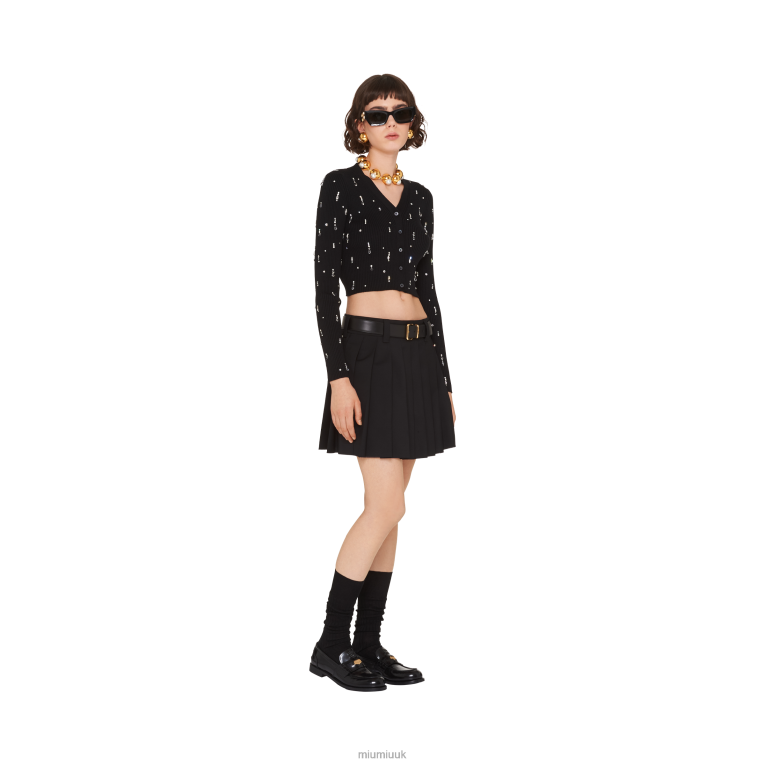 Ready To Wear Embroidered Wool Cardigan Miu Miu XH28Z807 Black