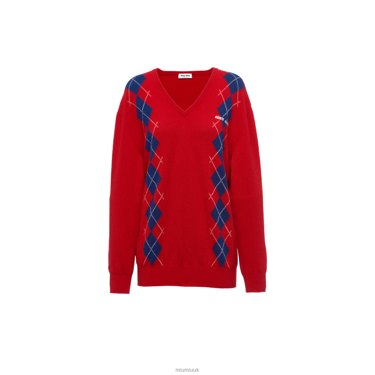 Ready To Wear Intarsia Knit Cashmere Sweater Miu Miu XH28Z799 Red