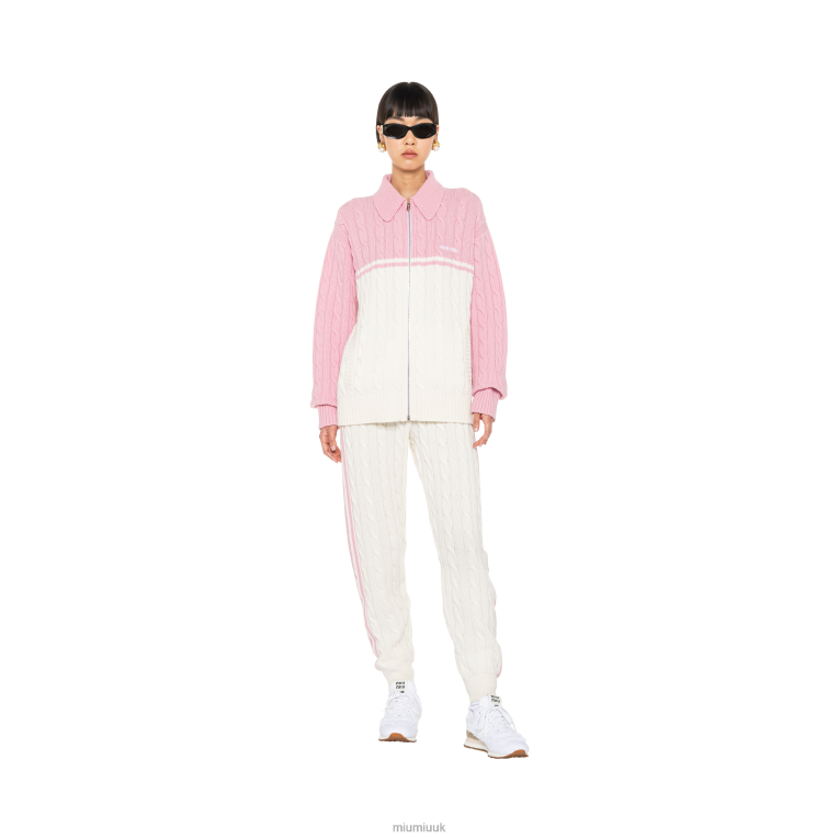Ready To Wear Oversized Wool And Cashmere Cardigan Miu Miu XH28Z810 White/Pink