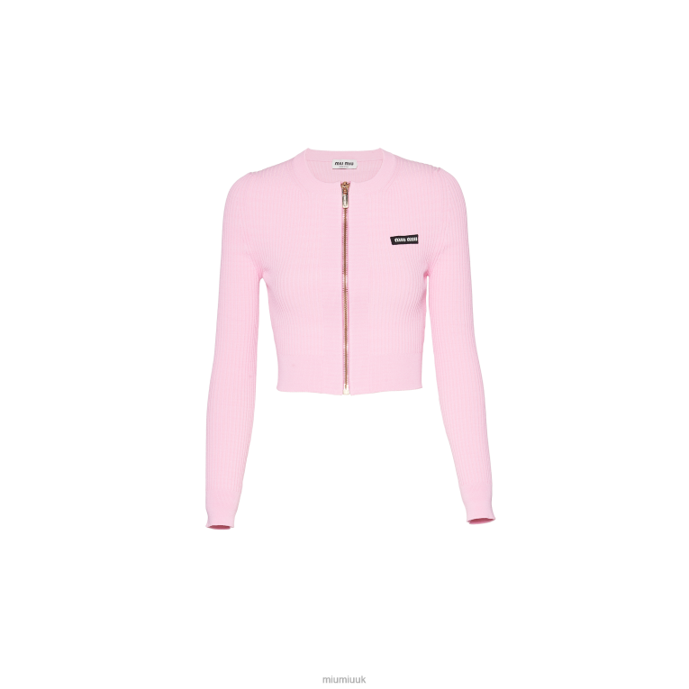 Ready To Wear Viscose Crew-neck Cardigan Miu Miu XH28Z741 Pink