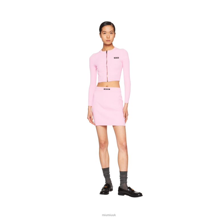 Ready To Wear Viscose Crew-neck Cardigan Miu Miu XH28Z741 Pink