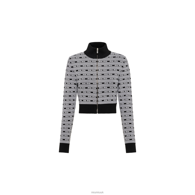 Ready To Wear Viscose Turtleneck Cardigan Miu Miu XH28Z738 Black/White