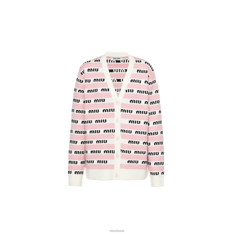 Ready To Wear Wool Cardigan Miu Miu XH28Z748 White/Alabaster Pink