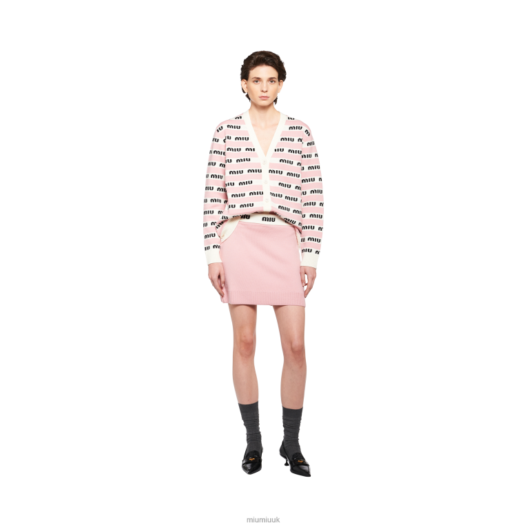 Ready To Wear Wool Cardigan Miu Miu XH28Z748 White/Alabaster Pink