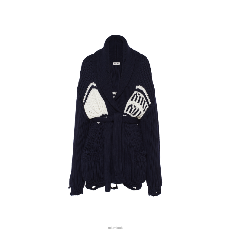 Ready To Wear Wool Cardigan Miu Miu XH28Z766 Navy