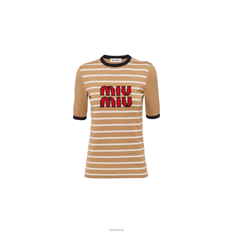 Ready To Wear Wool Crew-neck Sweater Miu Miu XH28Z760 Camel Brown