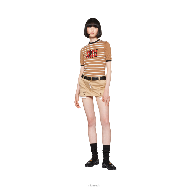 Ready To Wear Wool Crew-neck Sweater Miu Miu XH28Z760 Camel Brown