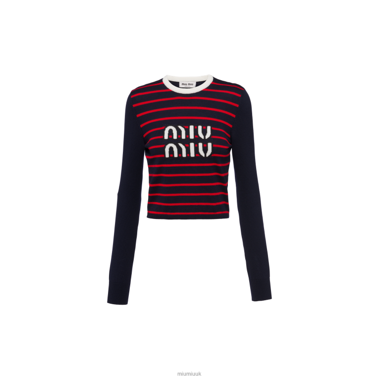 Ready To Wear Wool Crew-neck Sweater Miu Miu XH28Z761 Navy