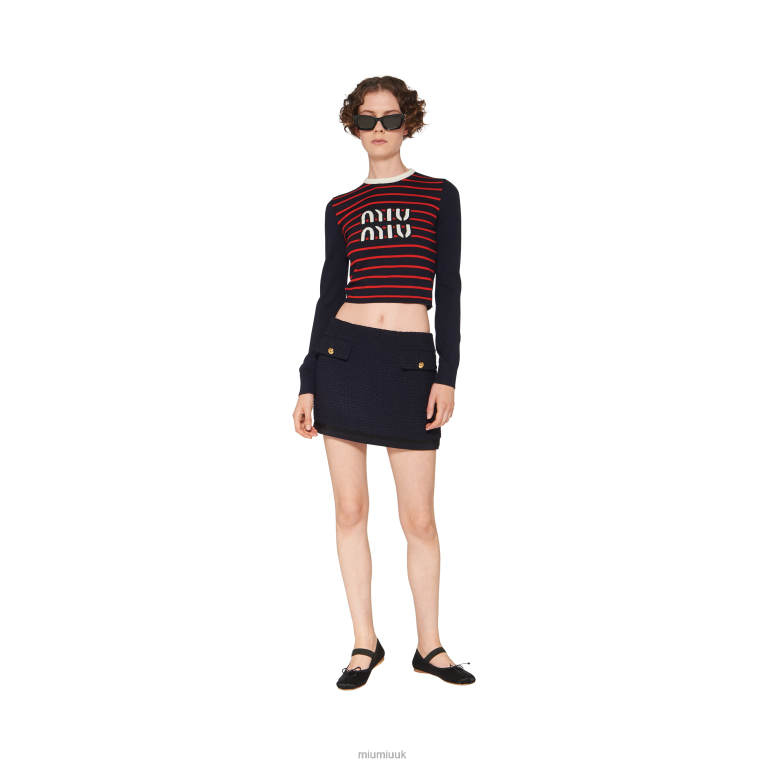 Ready To Wear Wool Crew-neck Sweater Miu Miu XH28Z761 Navy