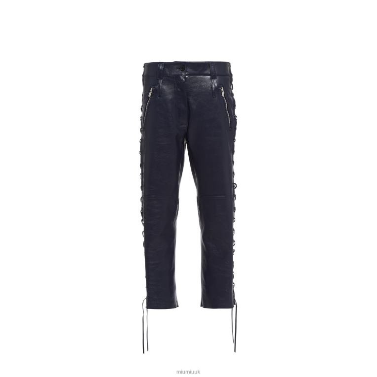 Ready To Wear Laced Nappa Leather Pants Miu Miu XH28Z568 Ultramarine
