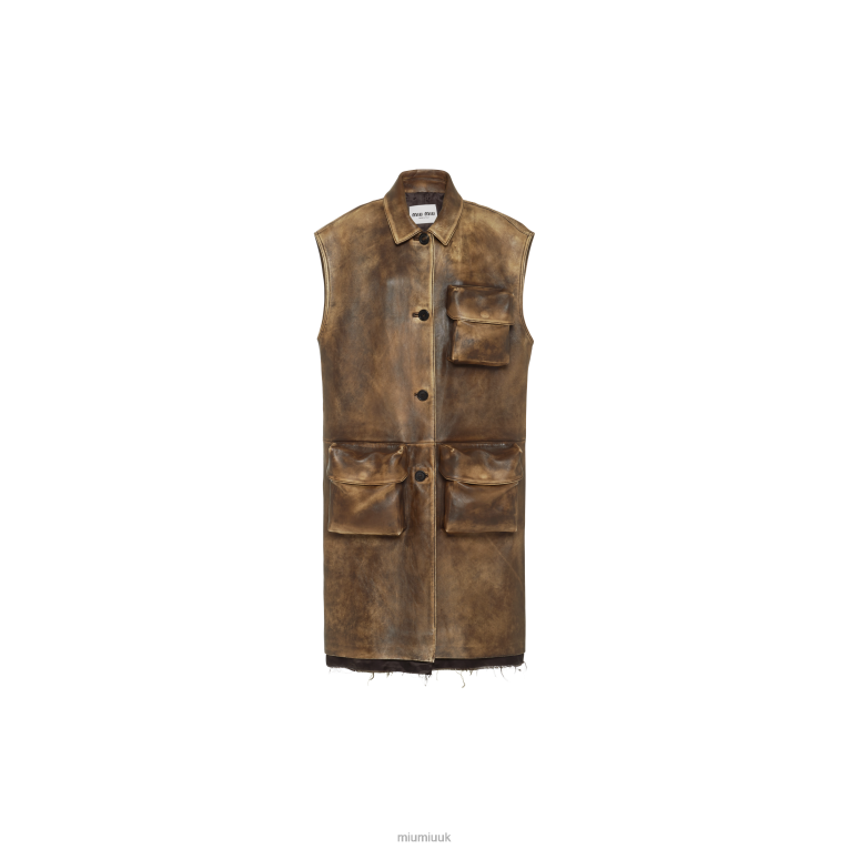 Ready To Wear Nappa Leather Vest Miu Miu XH28Z559 Ivory/Cocoa Brown