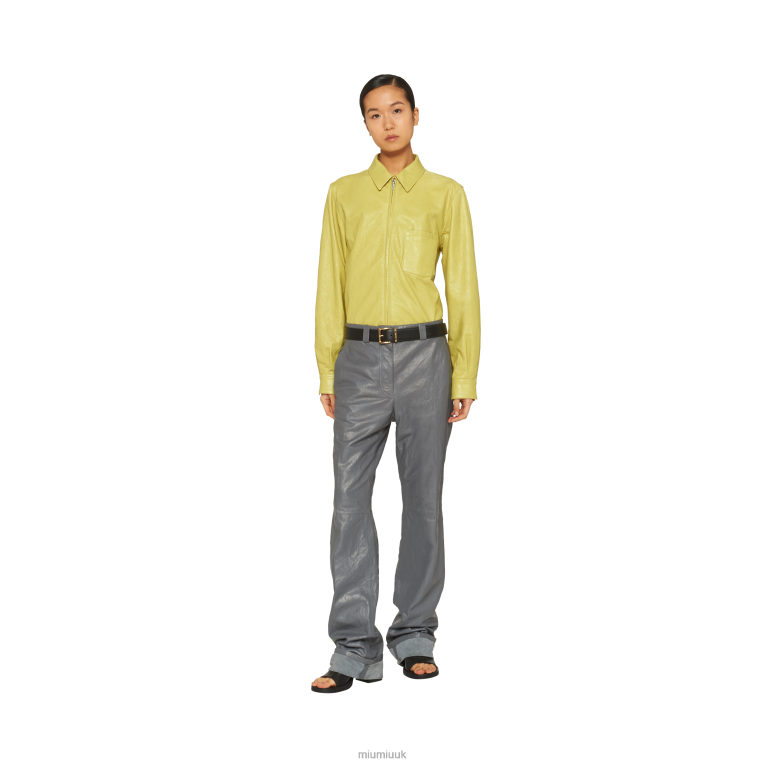 Ready To Wear Wrinkled Nappa Leather Pants Miu Miu XH28Z558 Iron Gray