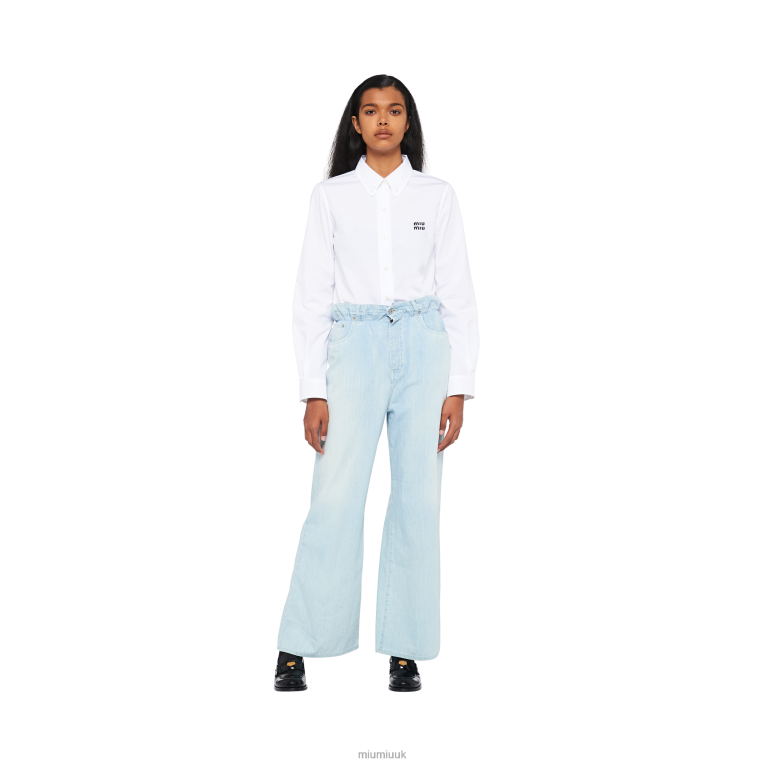 Ready To Wear Chambray Denim Pants Miu Miu XH28Z1005 Sapphire Blue