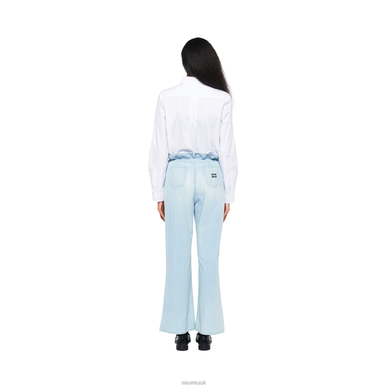 Ready To Wear Chambray Denim Pants Miu Miu XH28Z1005 Sapphire Blue