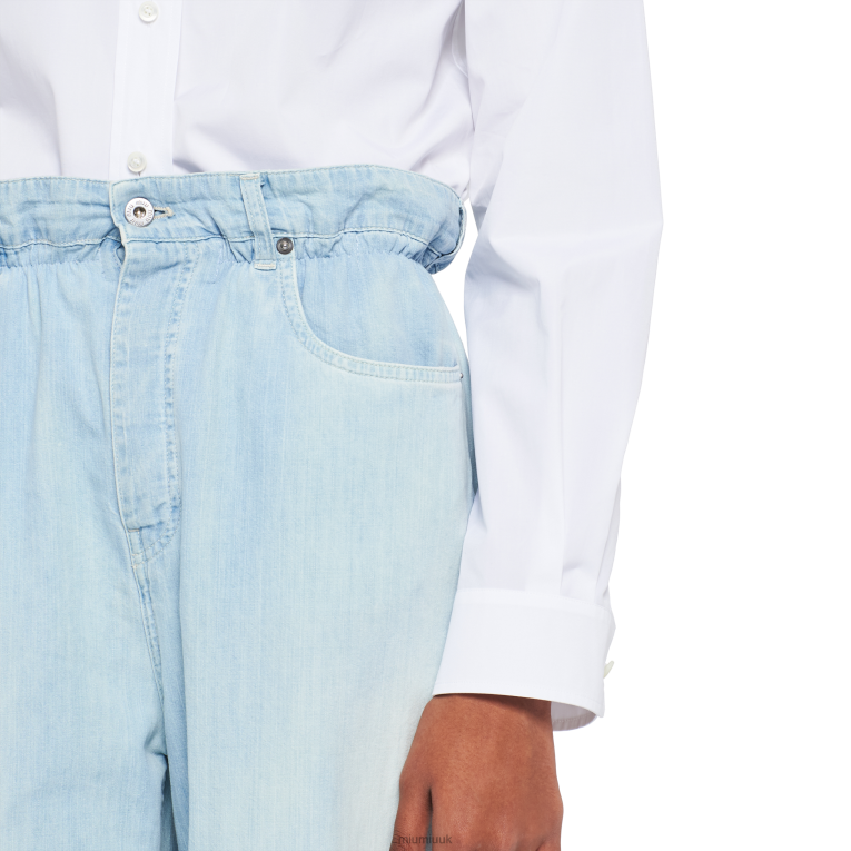 Ready To Wear Chambray Denim Pants Miu Miu XH28Z1005 Sapphire Blue
