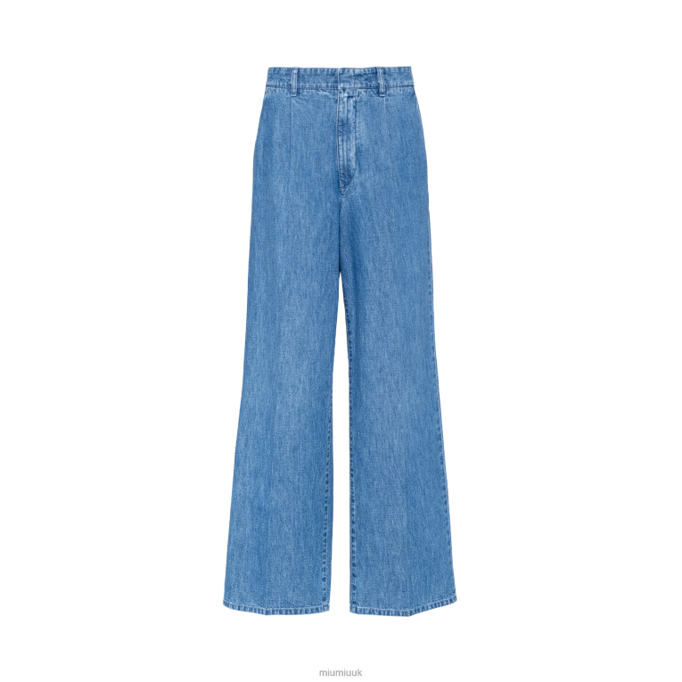 Ready To Wear Chambray Denim Pants Miu Miu XH28Z934 Sapphire Blue