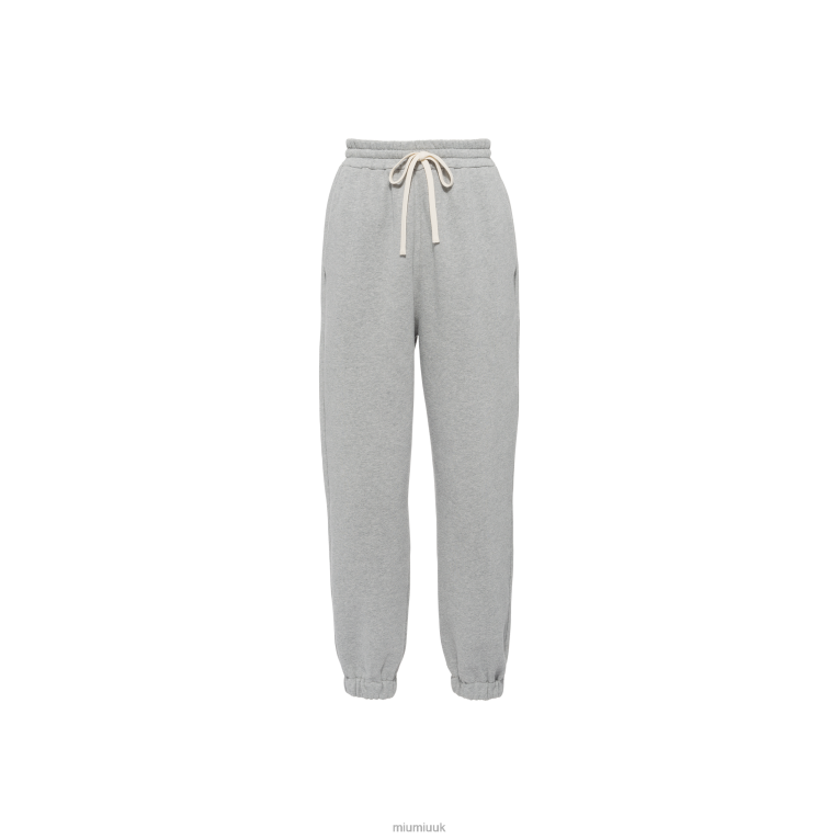Ready To Wear Cotton Joggers With Embroidered Logo Miu Miu XH28Z1007 Grey