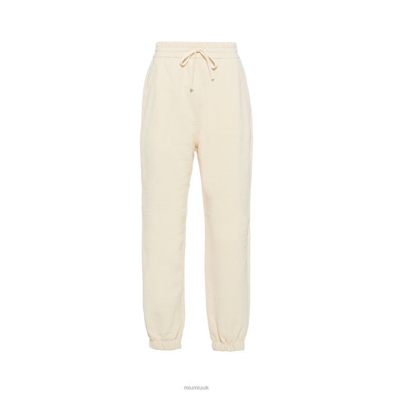 Ready To Wear Cotton Joggers With Embroidered Logo Miu Miu XH28Z997 Ivory