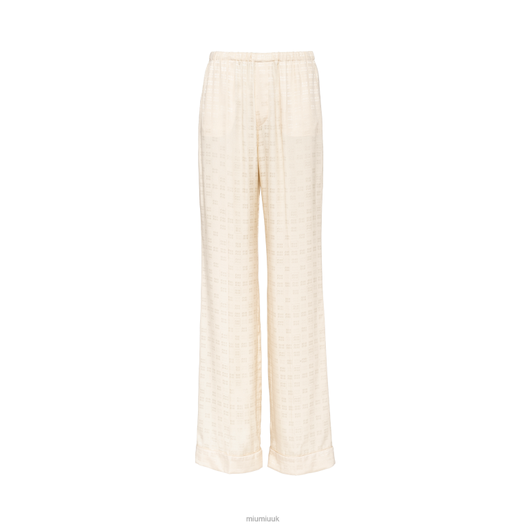 Ready To Wear Crepe De Chine Pajama Pants Miu Miu XH28Z936 Albino White