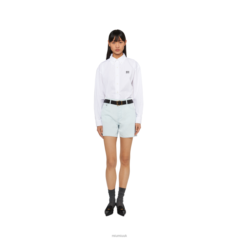 Ready To Wear Denim Bermudas Miu Miu XH28Z966 Light Blue