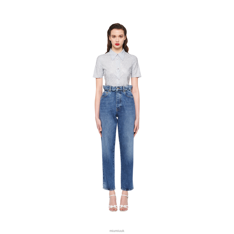 Ready To Wear Denim Jeans Miu Miu XH28Z1015 Sapphire Blue