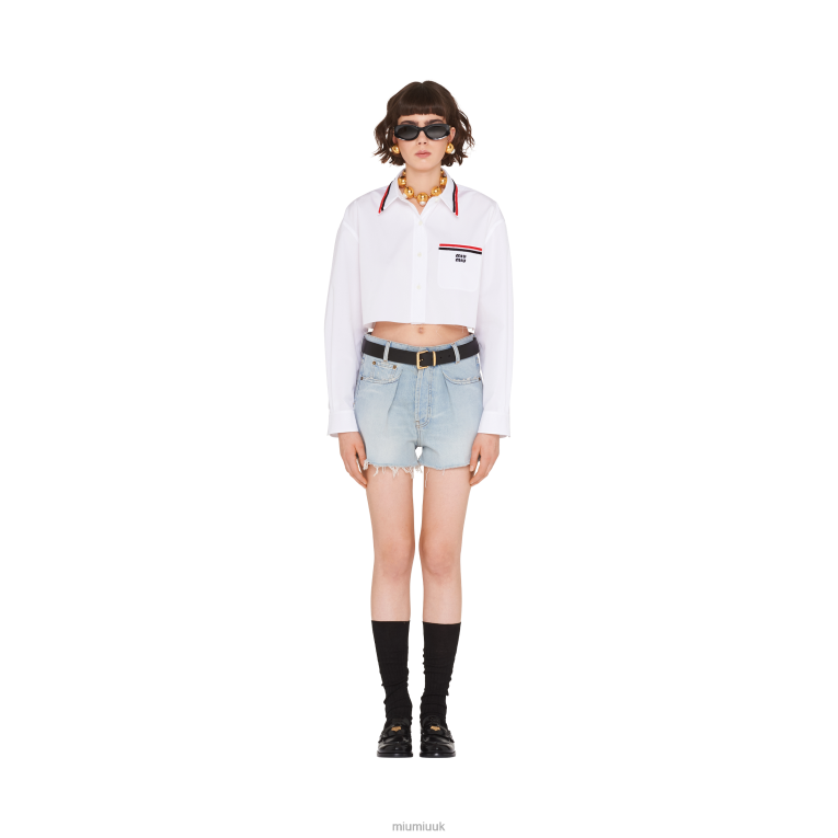 Ready To Wear Denim Shorts Miu Miu XH28Z996 Light Blue