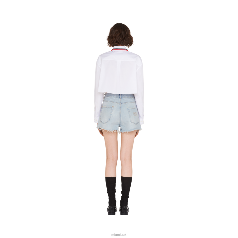 Ready To Wear Denim Shorts Miu Miu XH28Z996 Light Blue