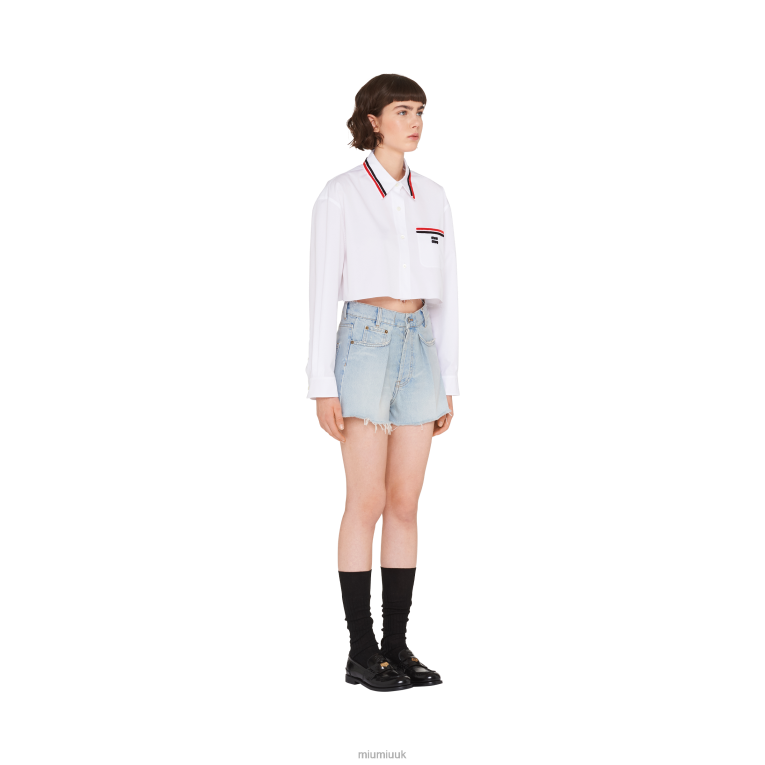 Ready To Wear Denim Shorts Miu Miu XH28Z996 Light Blue