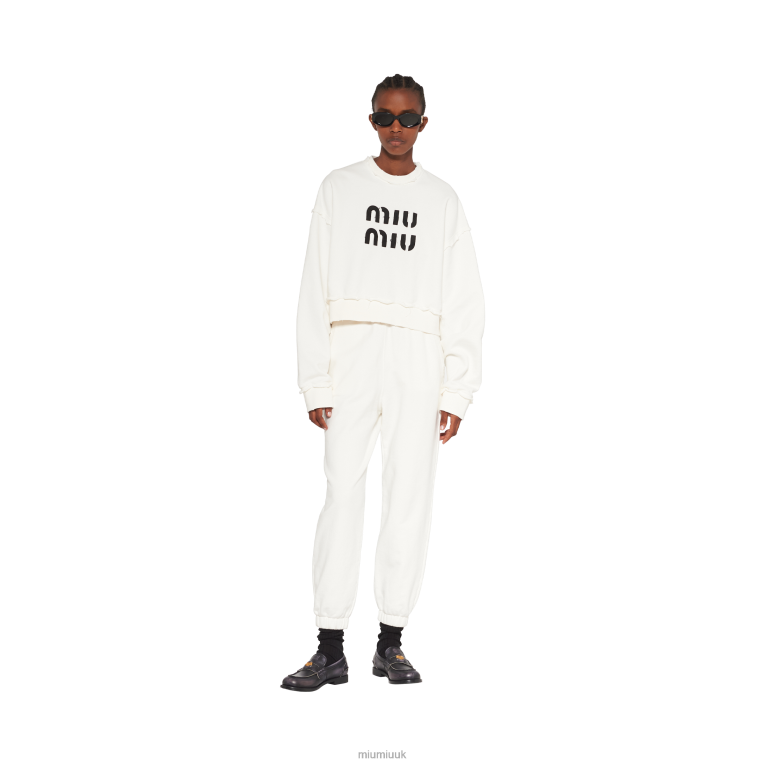 Ready To Wear Embroidered Cotton Pants Miu Miu XH28Z980 White