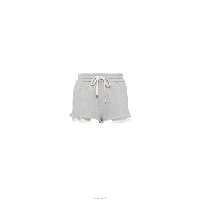 Ready To Wear Embroidered Cotton Shorts Miu Miu XH28Z1006 Grey