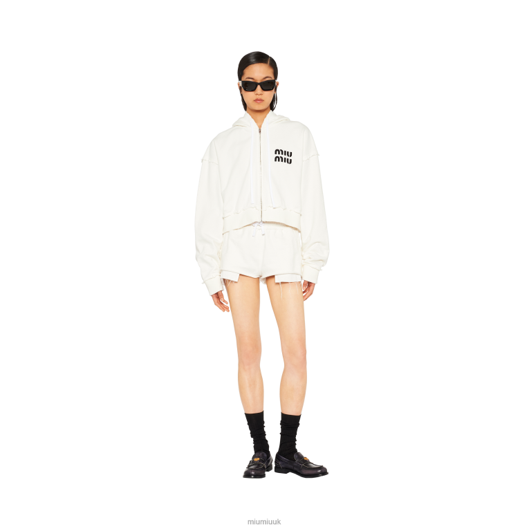 Ready To Wear Embroidered Cotton Shorts Miu Miu XH28Z981 White