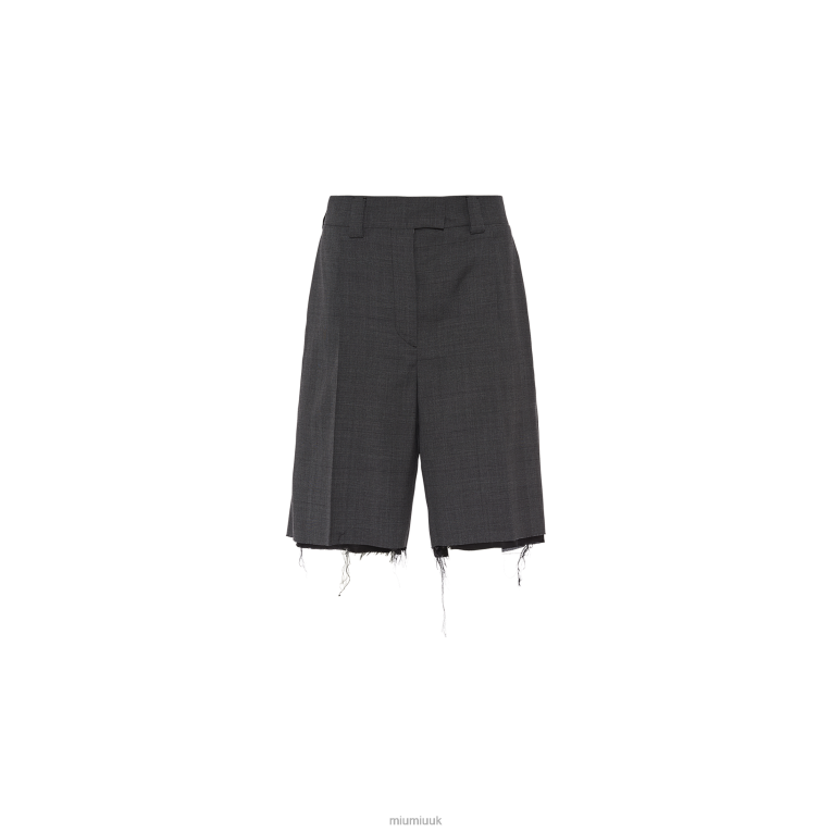 Ready To Wear Embroidered Prince Of Wales Check Bermudas Miu Miu XH28Z1009 Slate Gray