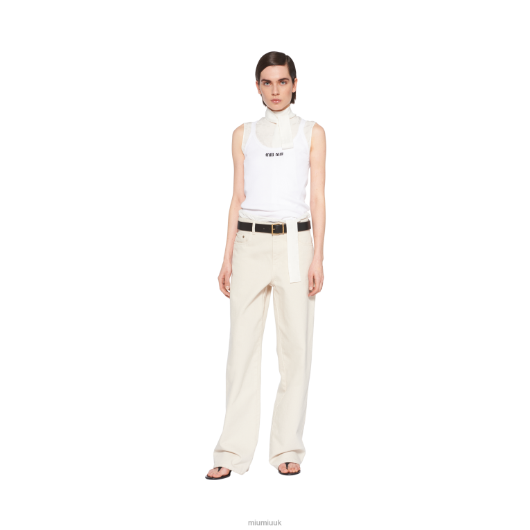 Ready To Wear Five-pocket Denim Jeans Miu Miu XH28Z935 Ecru