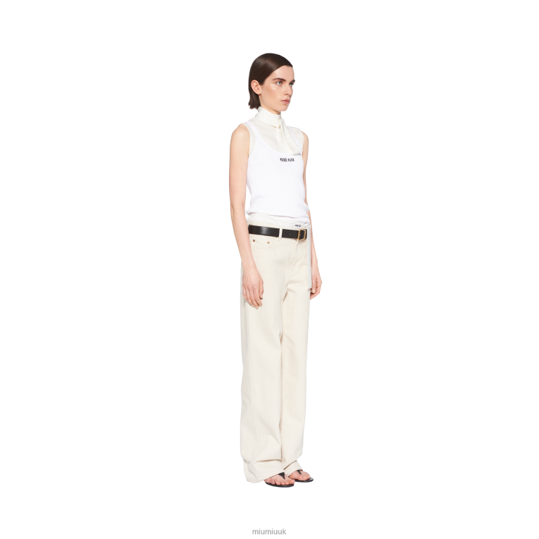Ready To Wear Five-pocket Denim Jeans Miu Miu XH28Z935 Ecru