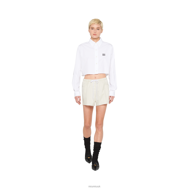 Ready To Wear Gabardine Bermudas Miu Miu XH28Z954 Limestone