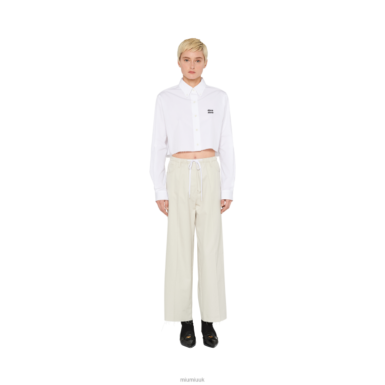 Ready To Wear Gabardine Pants Miu Miu XH28Z956 Limestone