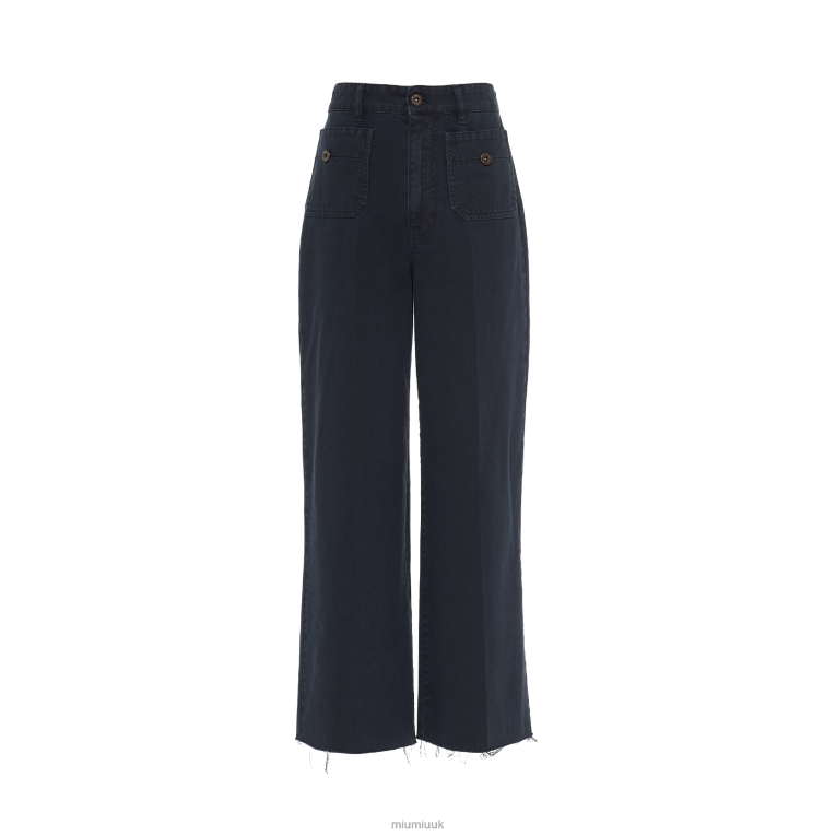 Ready To Wear Garment-dyed Drill Pants Miu Miu XH28Z967 Navy